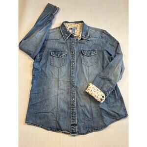 Duck Head Jeans Co. Pearl Snap Denim Shirt 100% Cotton Size M Cowgirl Rodeo
